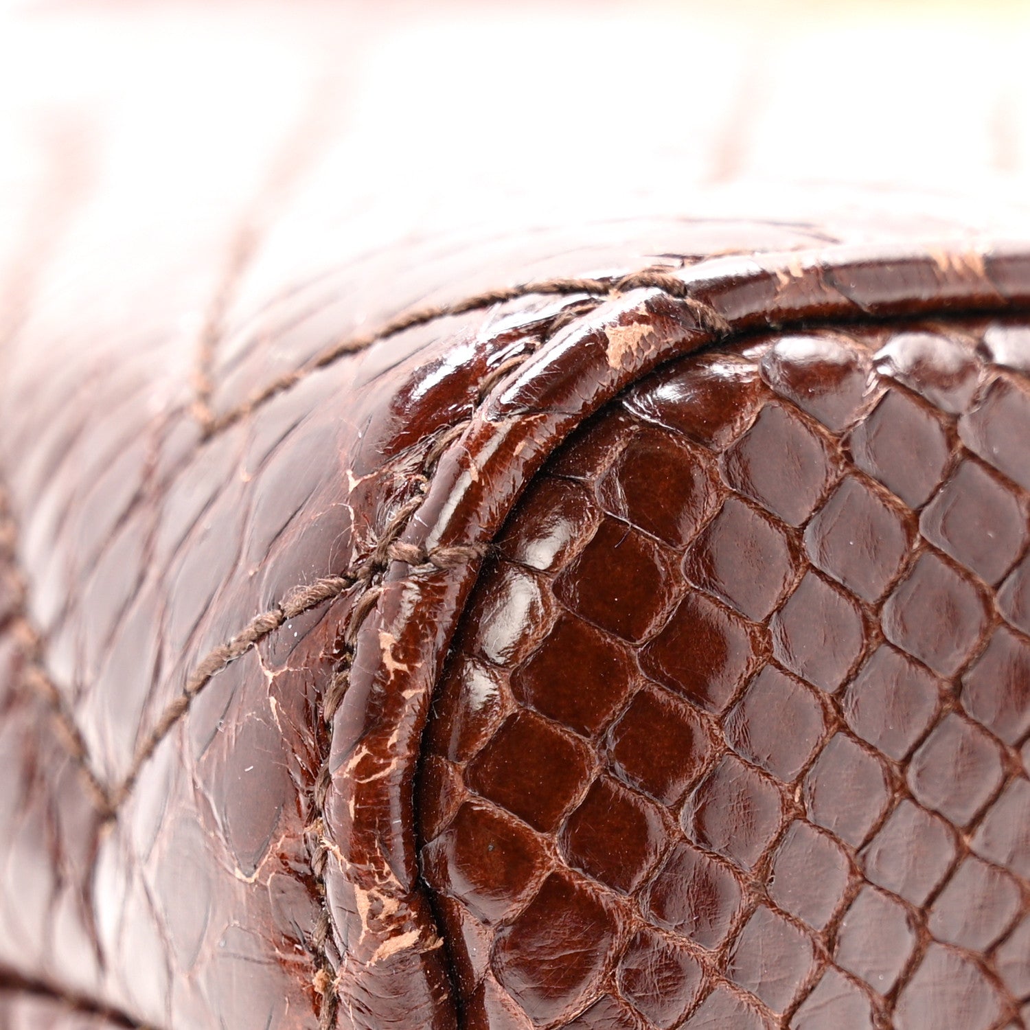 Snakeskin Matelasse Medium GG Marmont Slim Tote Brown