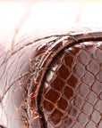 Snakeskin Matelasse Medium GG Marmont Slim Tote Brown