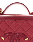 Caviar Quilted Medium CC Filigree Vanity Case Burgundy