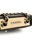 Lambskin Quilted Trendy CC Card Holder On Chain Black