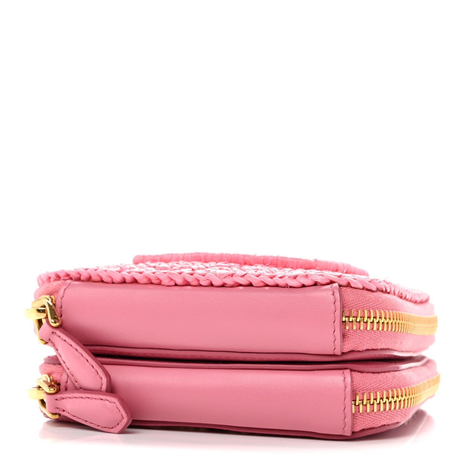 Raffia Calfskin Crochet Logo Embroidered Mini Triangle Pouch Petalo