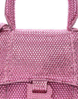 Strass Suede Hourglass Top Handle Bag XS Pink