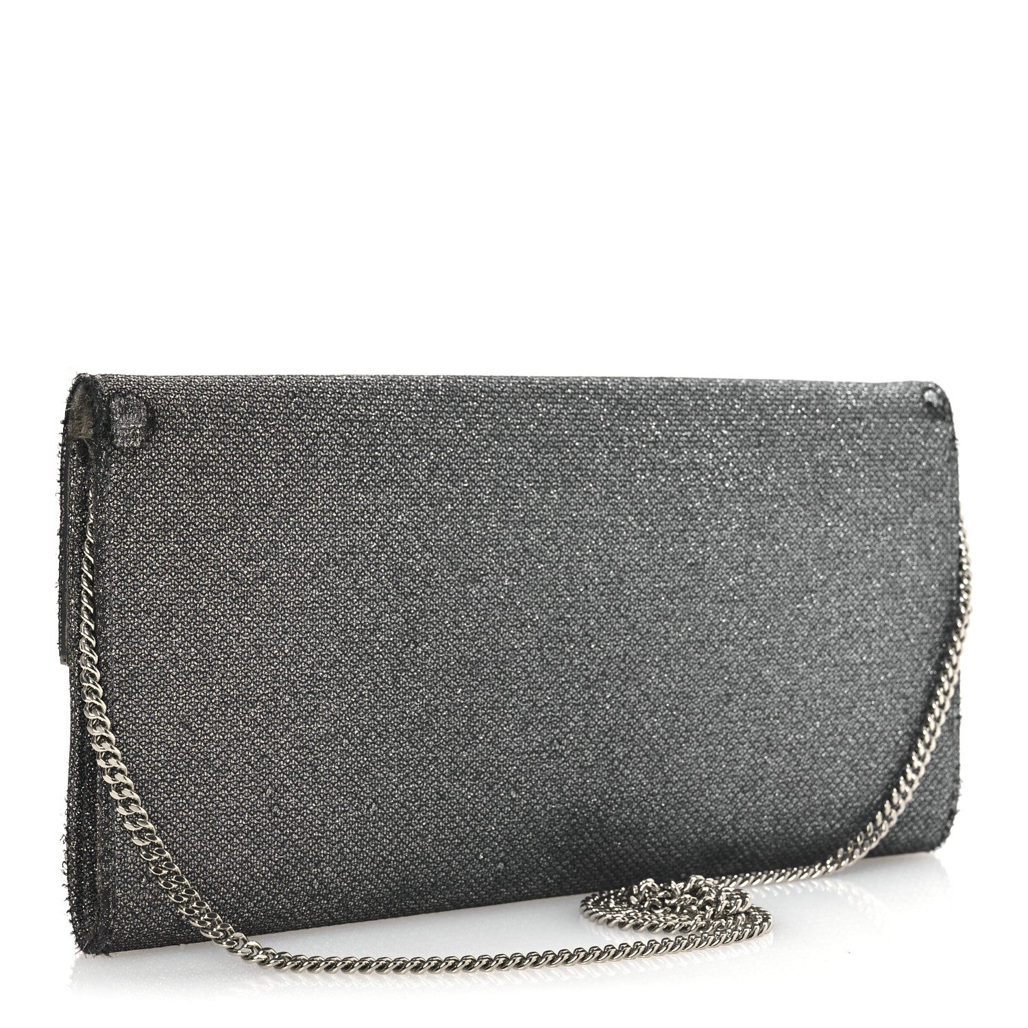Glitter Fabric Erica Chain Clutch  Anthracite