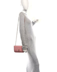 Lambskin Chevron Quilted Trendy CC Wallet On Chain WOC Pink