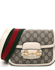 GG Supreme Monogram Textured Dollar Calfskin Web Mini Horsebit 1955 Shoulder Bag