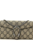 GG Supreme Monogram Dionysus Chain Clutch Wallet Beige Taupe