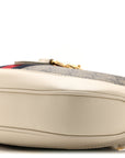 GG Supreme Monogram Azalea Calfskin Web Small Jackie 1961 Hobo Beige Ebony Mystic White