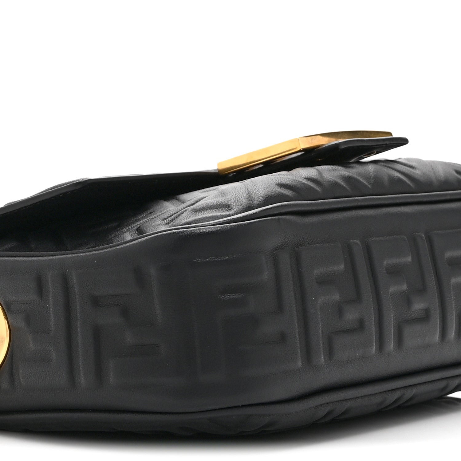 Nappa Small FF Embossed Mid Chain Baguette Black