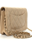 Caviar Quilted Wallet on Chain WOC Beige