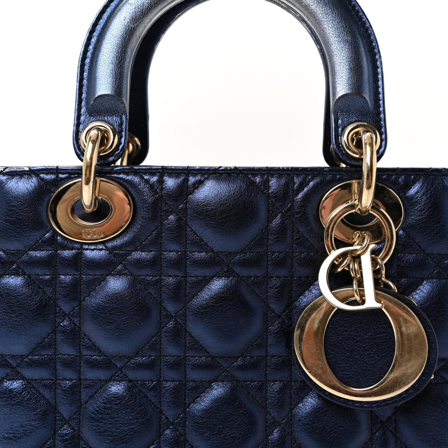 Metallic Lambskin Cannage Small My ABCD1OR Lady D1OR Blue