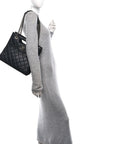 Goatskin Quilted Small Perfect Edge Shopping Tote Black