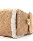 Suede Shearling Quilted Medium CHNL 25 Handbag Beige Natural