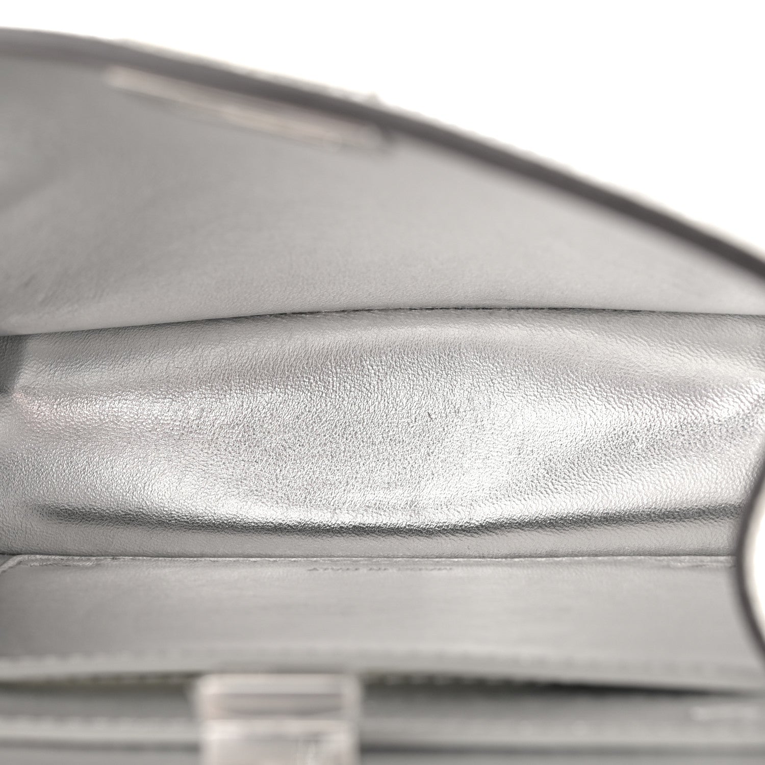 Crystal Vitello Laminato FF Petite Peekaboo I SEE U Satchel Crystal Argento
