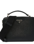 Saffiano Travel Medium Brique Crossbody Bag Black
