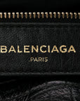 Calfskin Crocodile Embossed Giant 12 Gold Hardware City Black