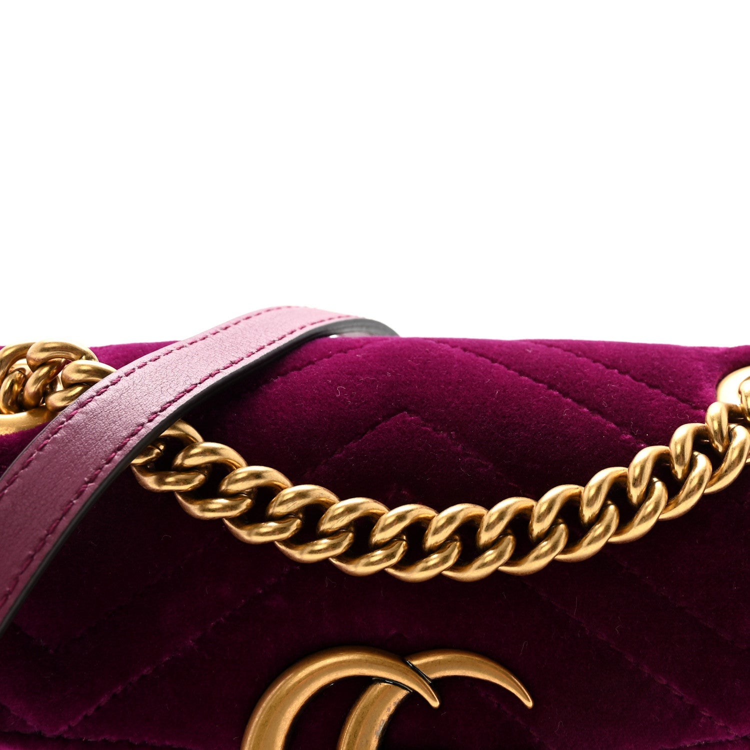 Velvet Matelasse Mini GG Marmont Shoulder Bag Fuchsia Violet Cyclamen