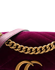 Velvet Matelasse Mini GG Marmont Shoulder Bag Fuchsia Violet Cyclamen