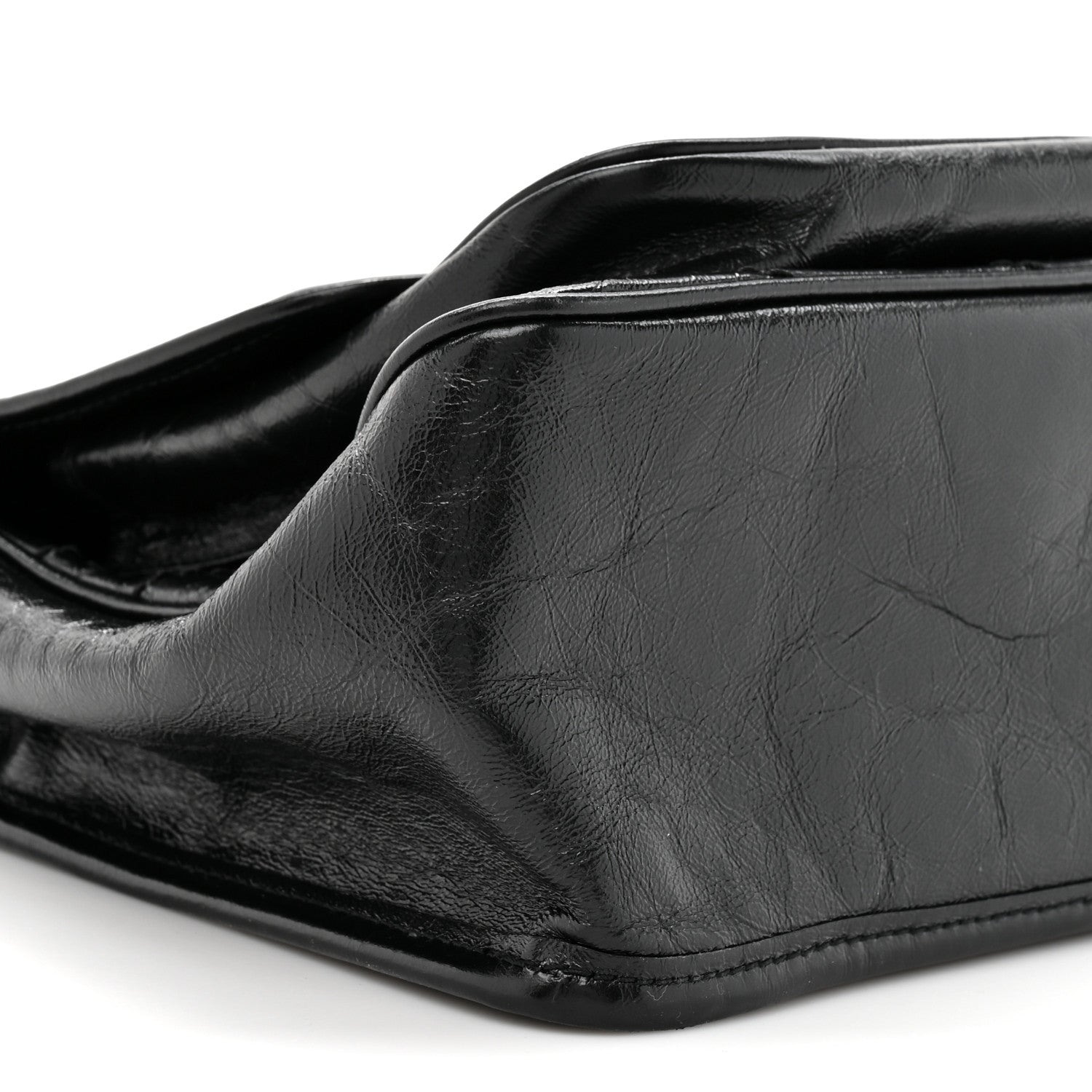 Crinkled Calfskin Matelasse Monogram Medium Niki Chain Satchel Black