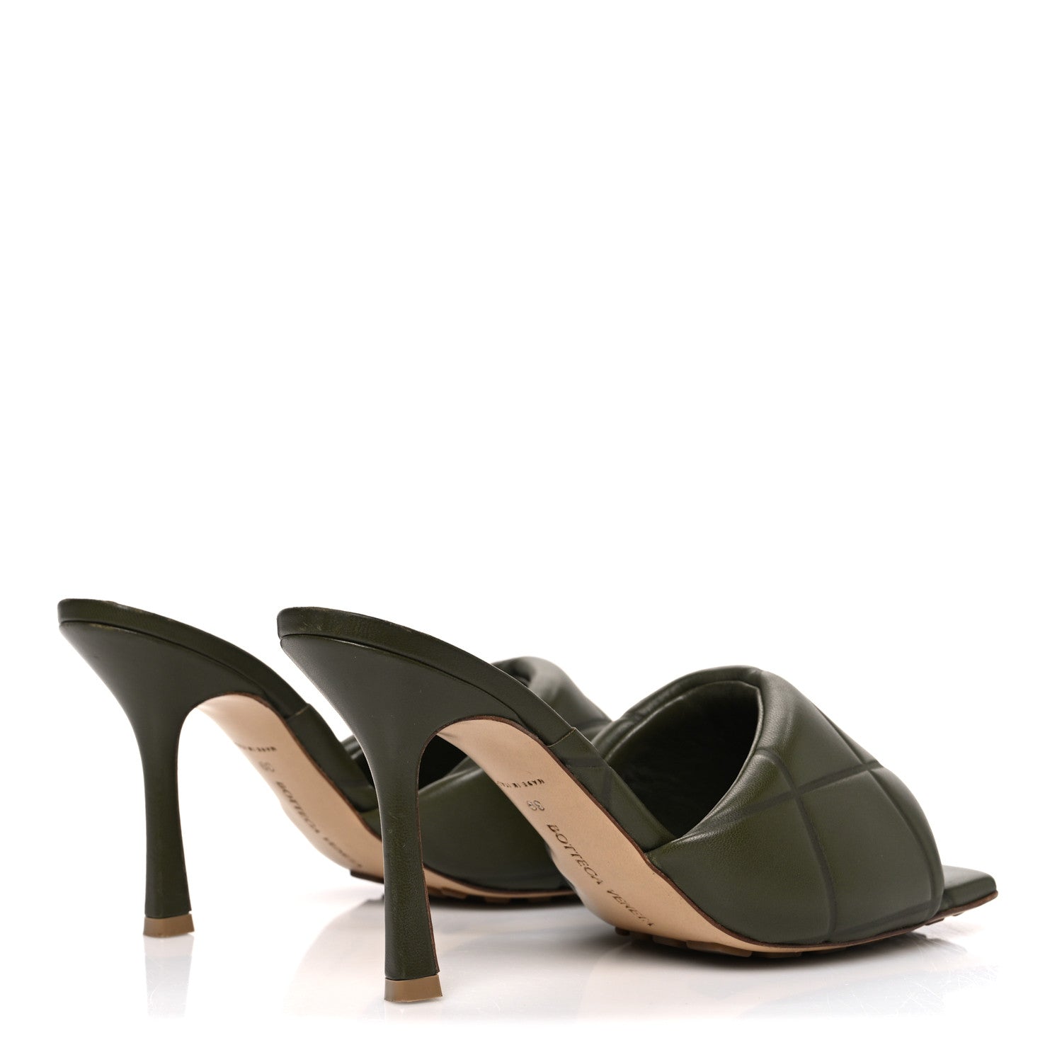 Nappa Quilted Rubber Lido Mule Sandals 39 Khaki