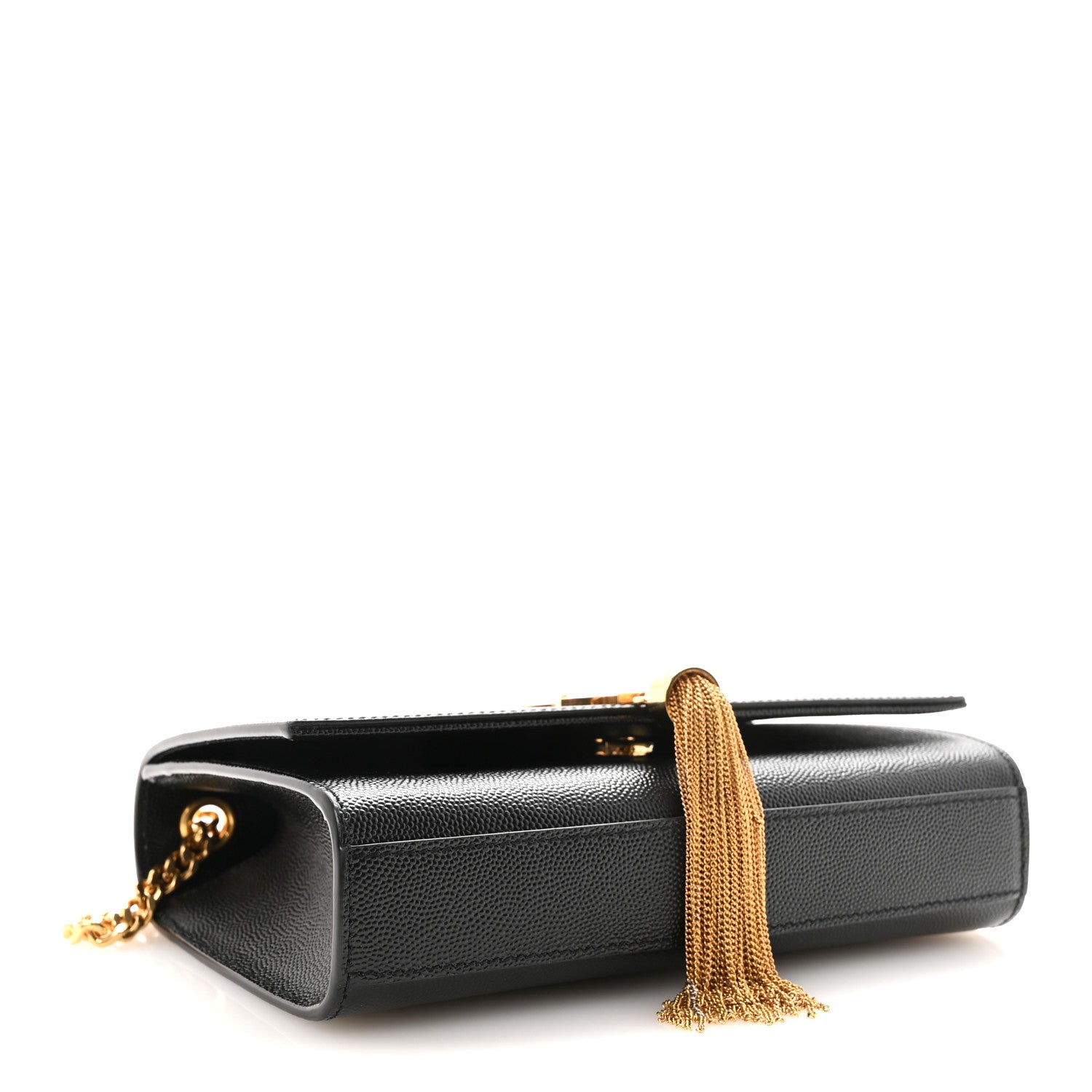 Calfskin Crocodile Embossed Small Classic Monogram Kate Tassel Satchel Black