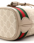 GG Supreme Monogram Textured Calfskin Web Mini Ophidia Bucket Bag Beige Ebony Mystic White Oatmeal