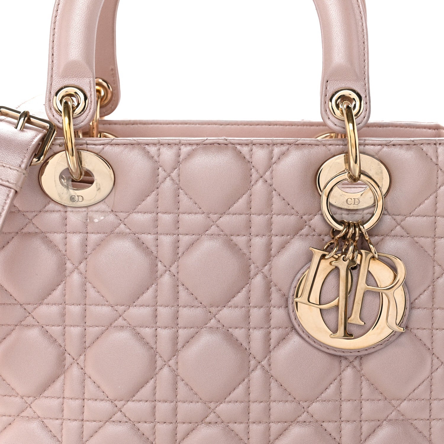Pearly Lambskin Cannage Medium Lady D1OR Lotus