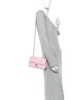 Lambskin Quilted Mini Rectangular Flap Pink