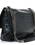 Crocodile Embossed Calfskin Monogram Medium Niki Chain Satchel Algea