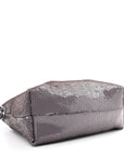 Sequin Medium Donut Chain Flamenco Knot Clutch Grey
