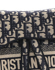 Oblique Embroidered Saddle Bag Blue