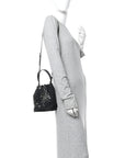 Tessuto Saffiano Ricamo Sequin Crystal Embellished Mini Re-Edition 1978 Bucket Bag Black