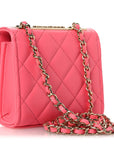 Lambskin Quilted Mini Trendy CC Chain Wallet Pink