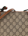 GG Supreme Monogram Textured Calfskin Small Emblem Shoulder Bag Beige Dark Brown