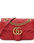 Calfskin Matelasse Mini GG Marmont Shoulder Bag Hibiscus Red