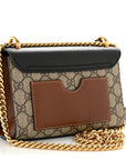 GG Supreme Monogram Calfskin Small Padlock Shoulder Bag Beige Black Cuir