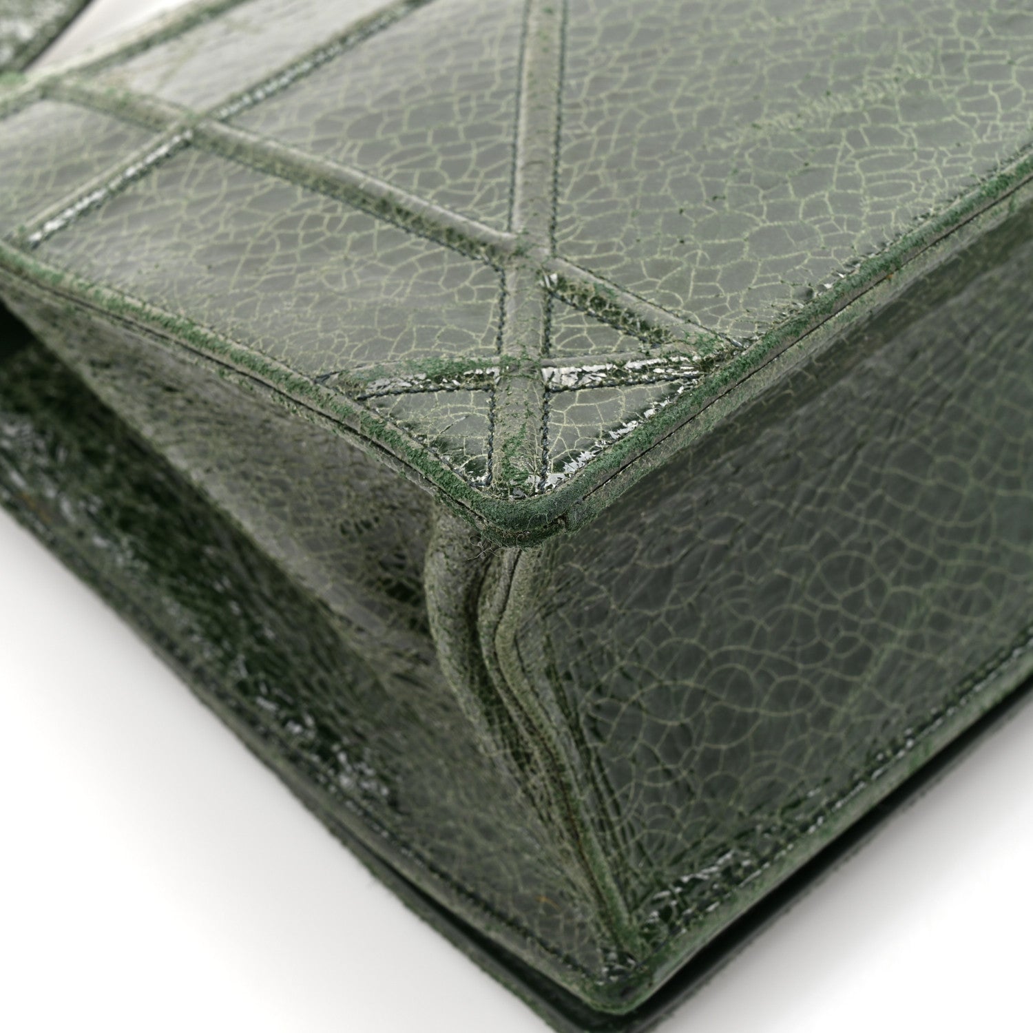 Ceramic Effect Deerskin Large D1ORama Flap Bag Malachite Green