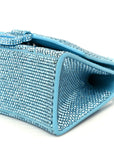 Strass Suede Hourglass Top Handle Bag XS Light Blue