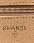Caviar Quilted Wallet on Chain WOC Beige