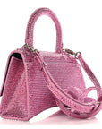 Strass Suede Hourglass Top Handle Bag XS Pink