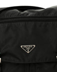 Tessuto Nylon Saffiano Double Buckle Messenger Shoulder Bag Black