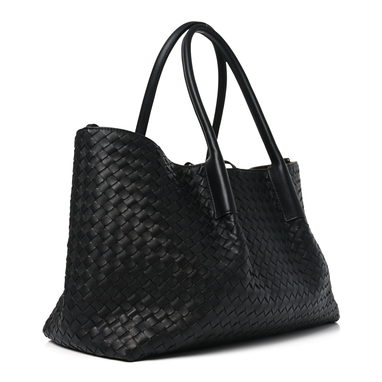 Calfskin Intrecciato Large Pinacoteca Reversible Tote Black