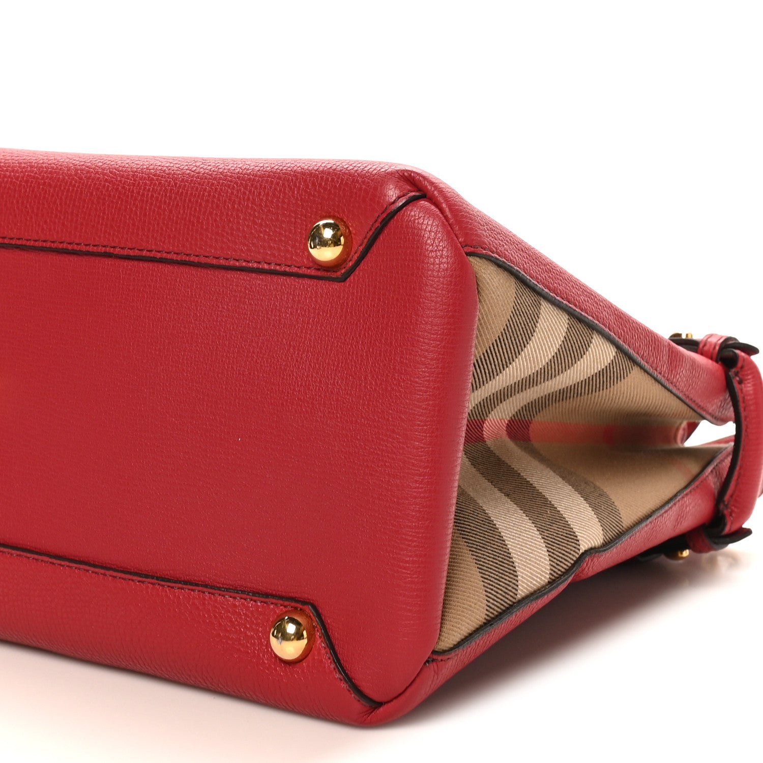 Derby Calfskin House Check Medium Banner Tote Russet Red