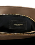 Suede Y Quilted Monogram Medium Loulou Chain Satchel Taupe