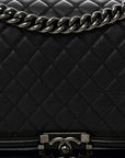 Grained Calfskin Quilted New Medium Boy Flap Black