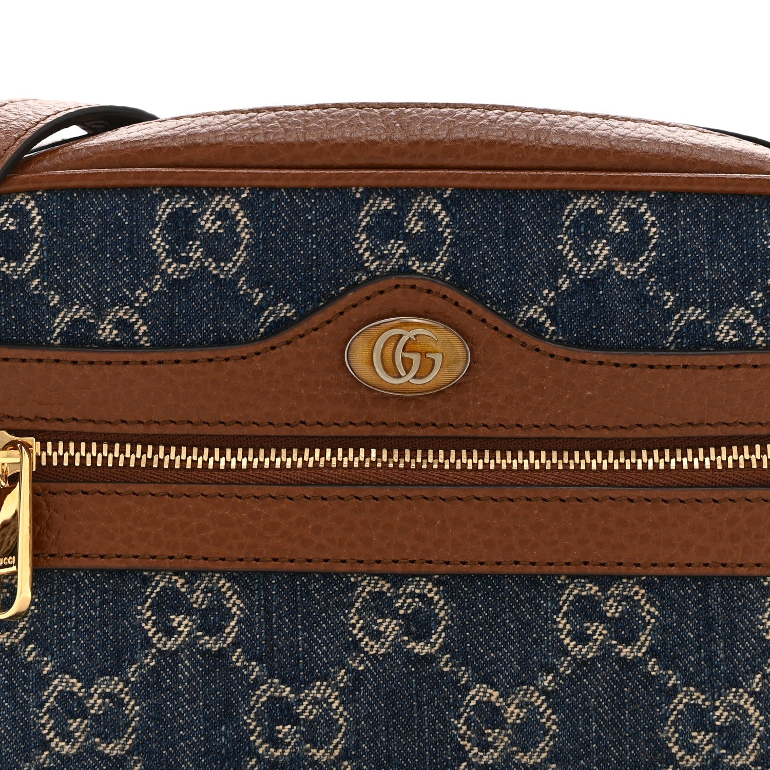 New Denim GG Monogram Dollar Calfskin Mini Ophidia Shoulder Bag Blue Tea Cuir Epilog