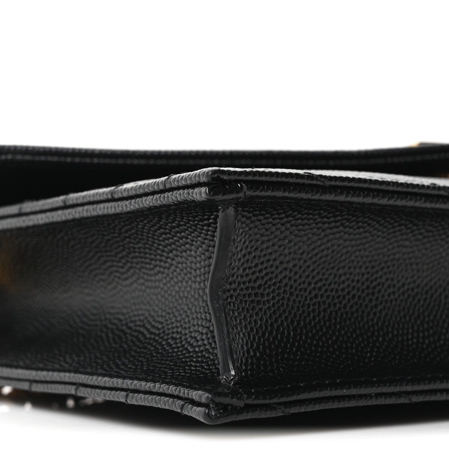 Grain De Poudre Matelasse Chevron Monogram Envelope Chain Wallet Black