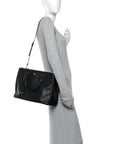 Saffiano Lux Large Galleria Double Zip Tote Black