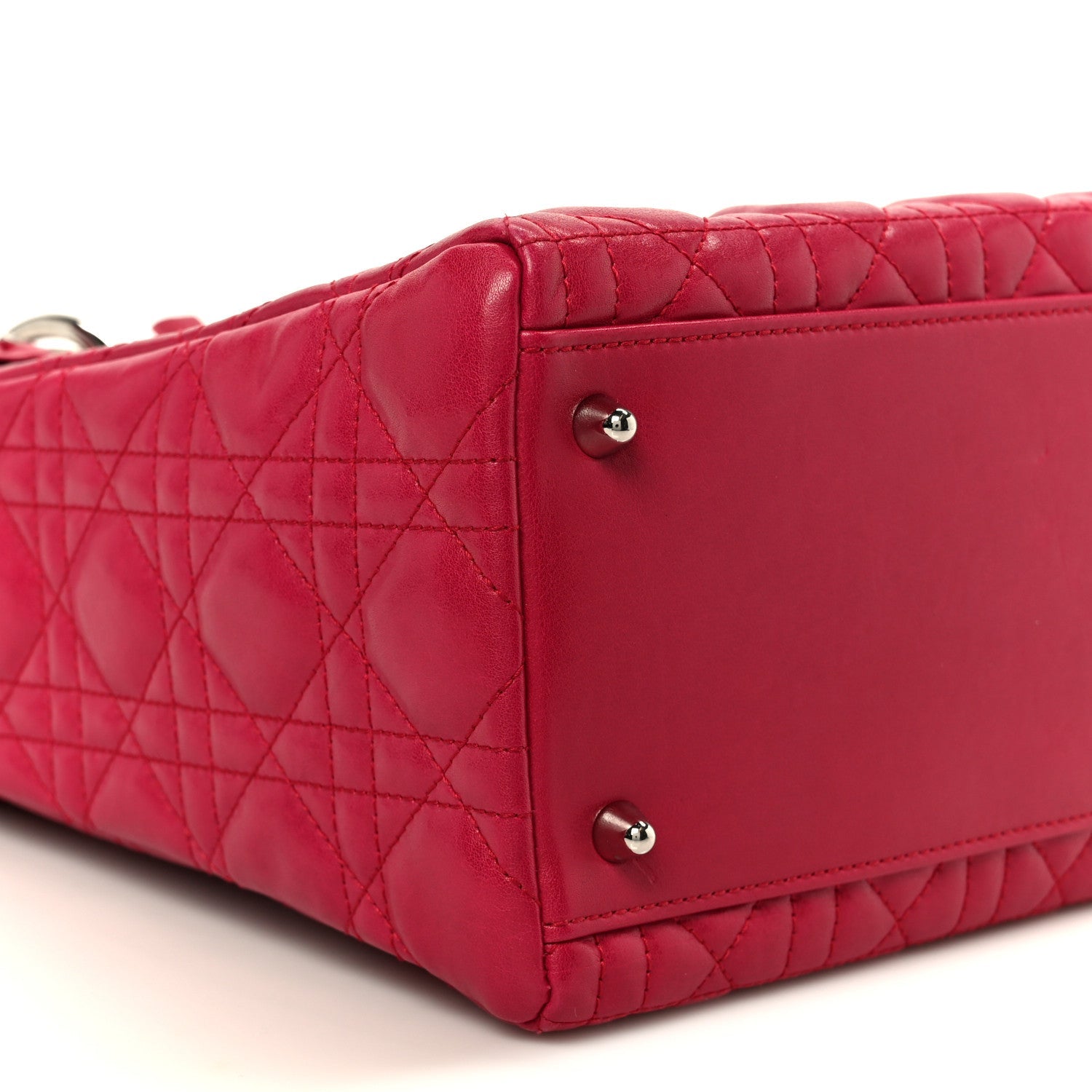 Lambskin Cannage Bow Medium Lady D1OR Fuchsia