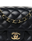 Lambskin Quilted Mini Rectangular Flap Black