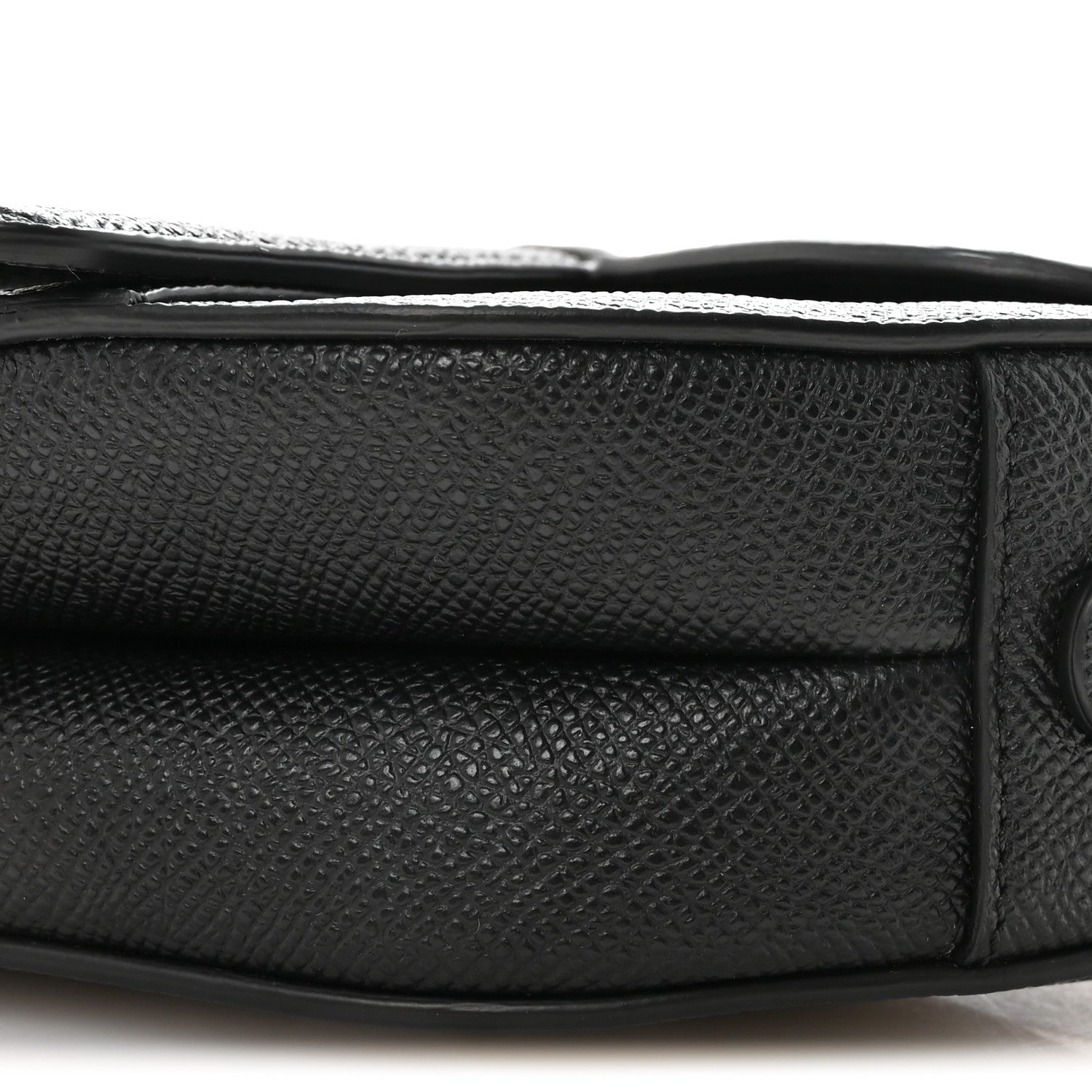 Grained Calfskin Mini Saddle Bag With Strap Black